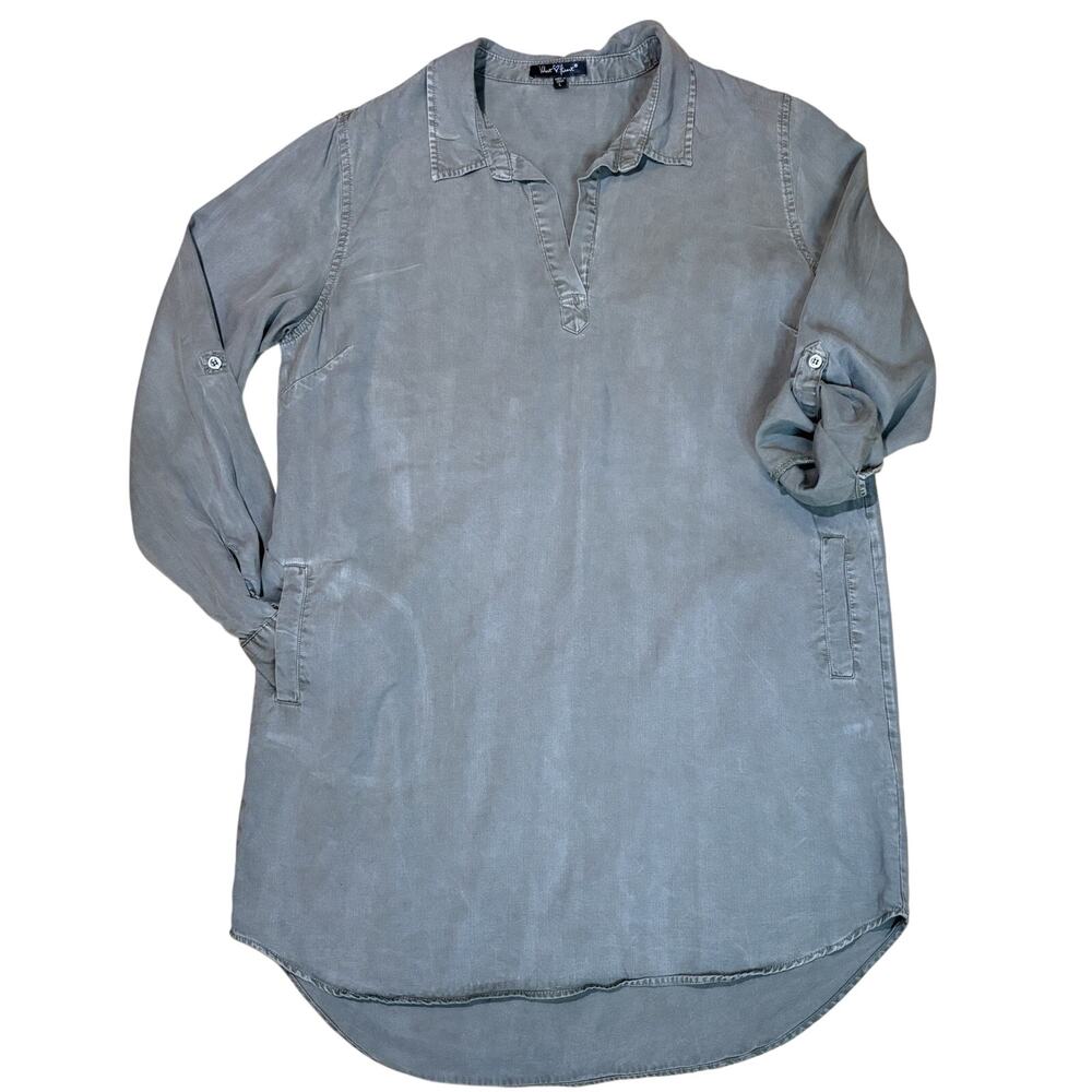 Velvet Heart Women's Khaki Green Shirt Dress Tencel & Cotton Sz Lrg Long Sleeves